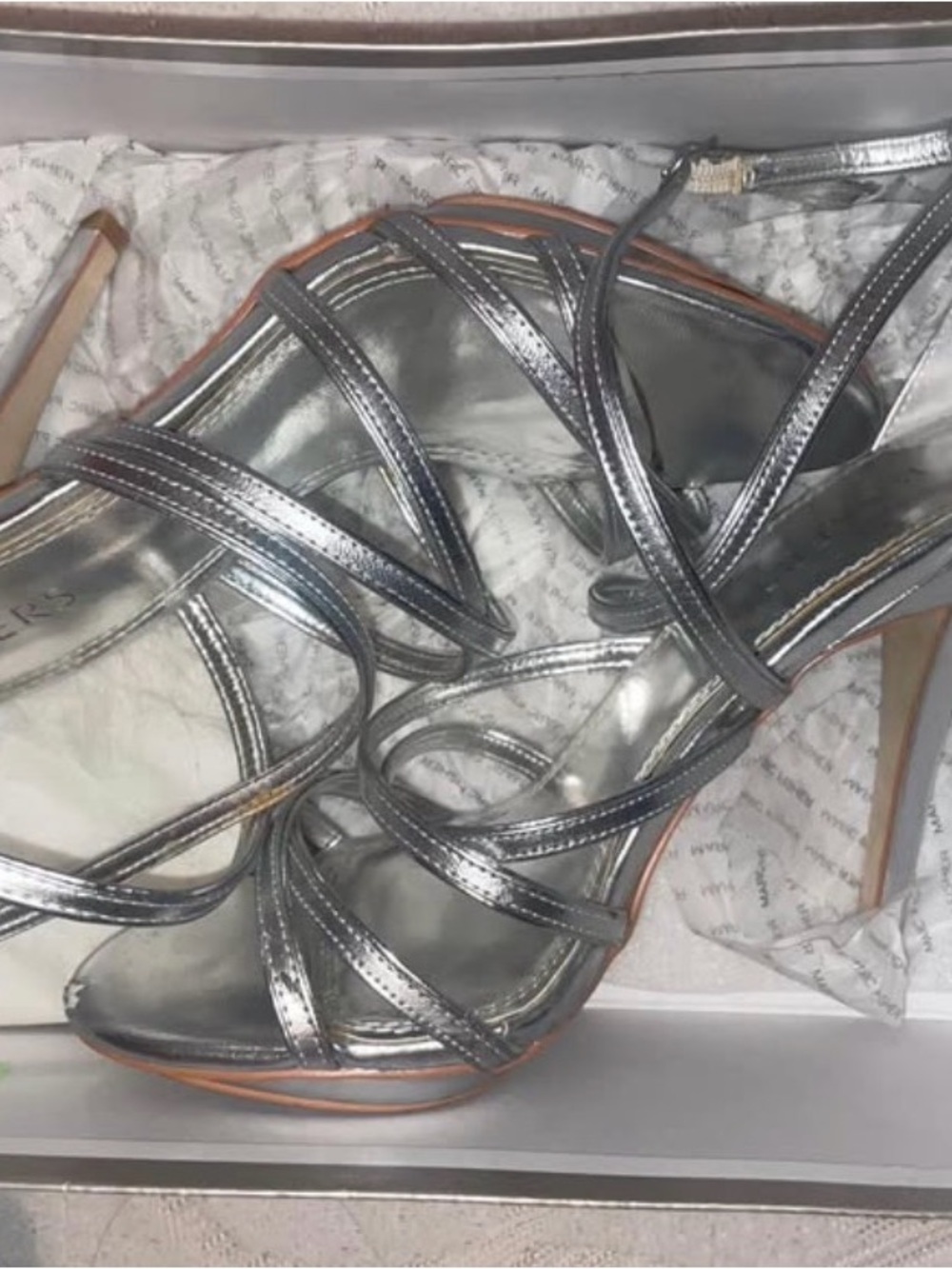 Bakers Silver Metallic Strappy Stiletto Sandals